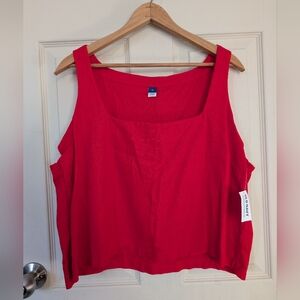 NWT Old Navy Linen Blend Tank Red XL